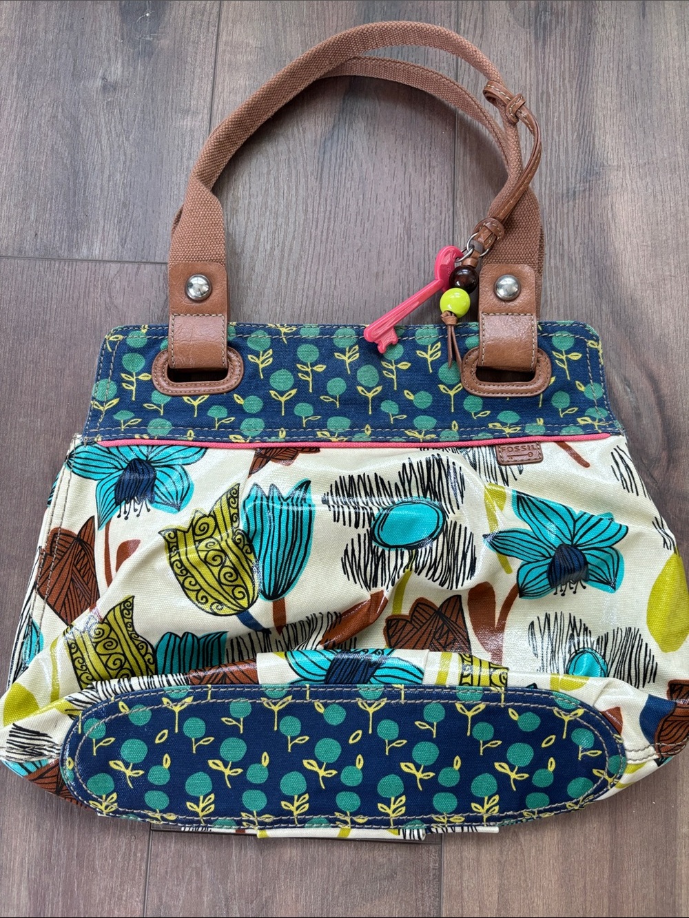 Fossil Bay Key-Per hobo hippie Y2K Festival Canvas Floral Tote satchel Granny